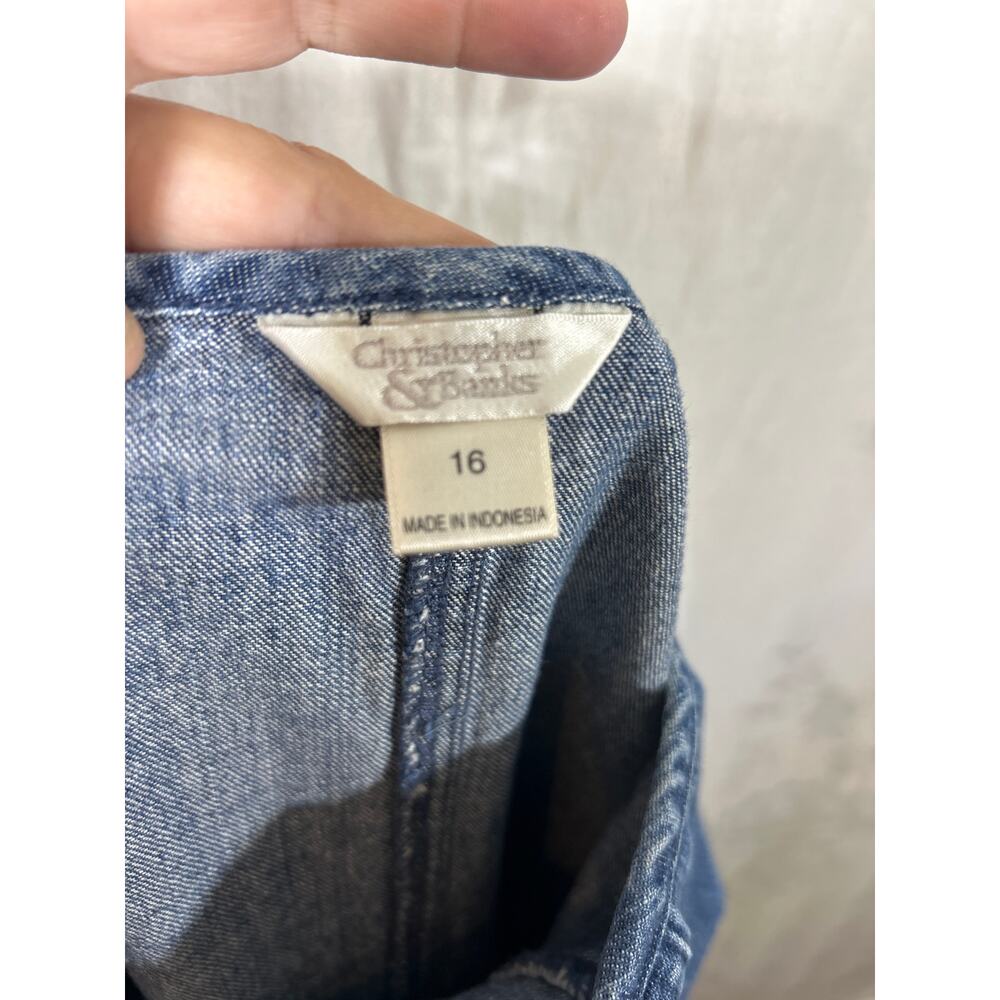 Vintage Denim Maxi Skirt 16 Blue Jean Side Slits Asymmetrical Cotton Modest - Picture 8 of 10